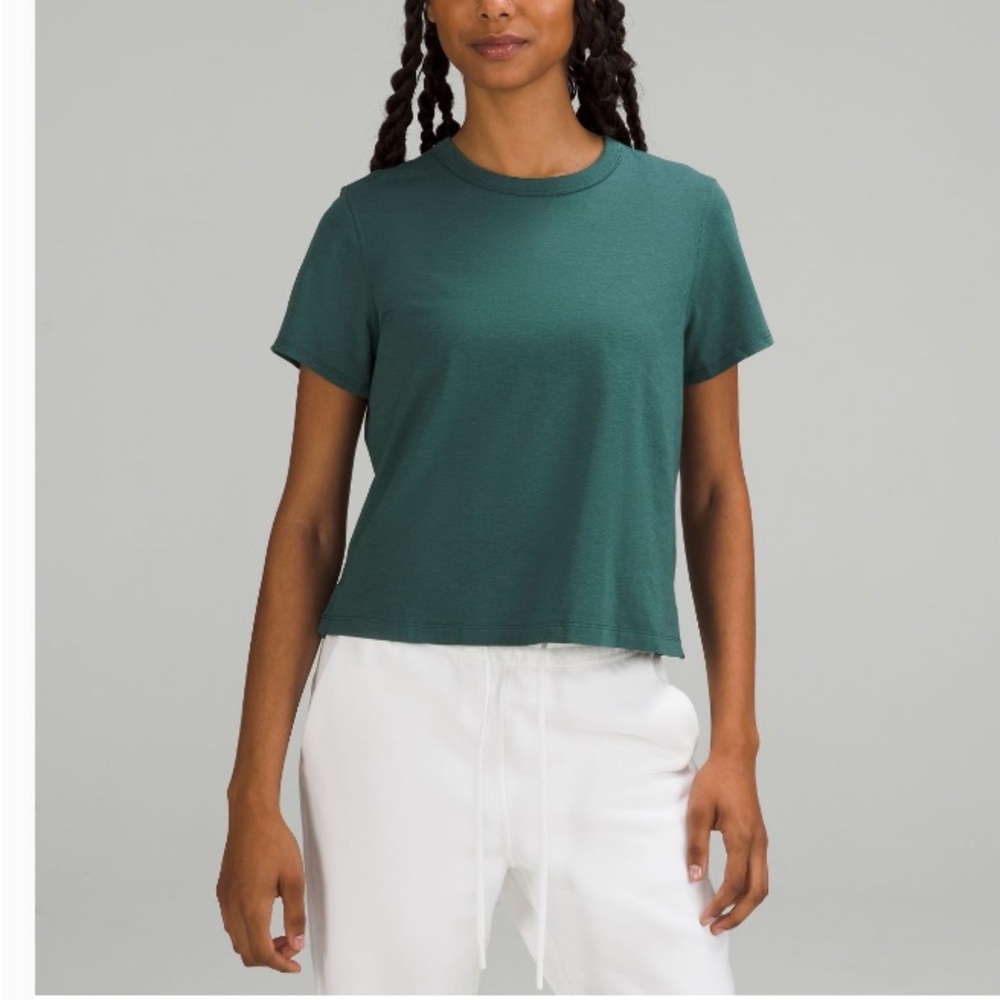 Lululemon Classic-Fit Cotton-Blend T-Shirt Green Jasper Sz 6